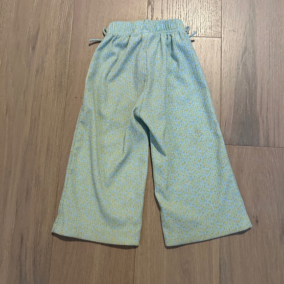 Zara Blue/Green Floral Pull-On Wide Leg Pants for Girls Size 2-3 Years Trendy! - Picture 2 of 3